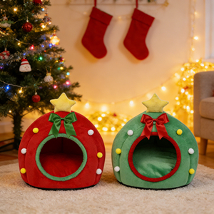 Novedades Navideñas: <span class=keywords><strong>Cama</strong></span> para Gatos con Diseño de Caja de Regalo, Cálida, Linda, Ecológica, Semicerrada, de Tela Afelpada para Invierno - Product Image 6
