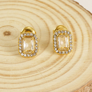 Zogxin Geometric Stud Earrings 18K Plated Square Zircon Bezel Setting For Women Party Jewelry - Product Image 2