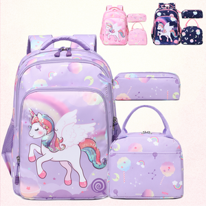 Adorable sac à dos d'étudiant à motifs de paillettes de <span class=keywords><strong>cheval</strong></span> angélique, sac d'école étanche avec boîte à lunch et bouteille d'eau pour filles - Product Image 1