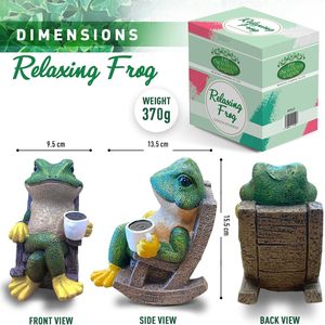 RESIN CRAFTS RELAXING <strong>FROG</strong> WITH COFFEE OUTDOOR DECORATION ANIMAL FIGURINE <strong>FROG</strong> STATUE for PATIO,YARD - Product Image 3