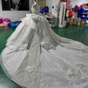 Mct003 Sparkly Bridal Ball Gown Beaded Bodice Layered <b>Ruffle</b> Overskirt Floral Lace Princess Wedding <b>Dress</b> Jancember - Product Image 2