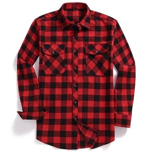 Camisas de Franela a <span class=keywords><strong>Cuadros</strong></span> de Manga Larga en Rojo, Negro y Azul Otoñales, <span class=keywords><strong>con</strong></span> Cuello Camisero, Camisas Casuales a <span class=keywords><strong>Cuadros</strong></span> Anchos y Coloridos - Product Image 5