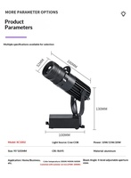 Rail d'éclairage orientable multi-angle en aluminium avec base rotative et projecteur COB pour vitrine de boutique et éclairage de produits