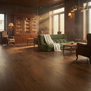 Piso Multicapa de Madera Dura de Abedul con Acabado Nogal Ahumado, Tamaño 1210X192X14mm, para Áreas de Descanso, Salones de Cigarros y Exteriores - Product Image 6