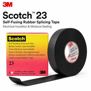 เทปยางไฟฟ้า 3M 23 แบบไม่มีกาว เทปกาวโพลีเอสเตอร์กันน้ำ สำหรับปิดกล่องกระดาษ ปิดบัง ไม่มีลายพิมพ์ หนา 0.762 มม. - Product Image 1