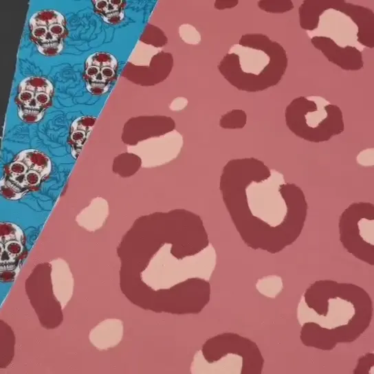 ชุดผ้าเจอร์ซีย์สกูบาผ้าสแปนเด็กซ์พิมพ์ลายเสือดาวสีชมพูขนาดใหญ่