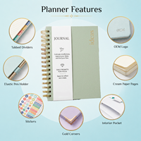 Carnet de Gratitude OEM Personnalisé avec Logo, Couverture Macaron Unie, Dorure à Chaud, Prouvements Quotidiens, Soins Personnels, Coffret Cadeau pour Femme