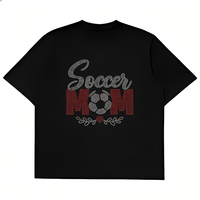 Transferts thermocollants personnalisés pour T-shirts, motif maman de footballeuse avec strass