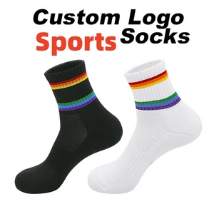Chaussettes de sport personnalisées pour jeunes - Spandex/Polyester/Coton, évacuation de l'humidité et compression, placement du logo personnalisé pour les sports d'automne - Product Image 2
