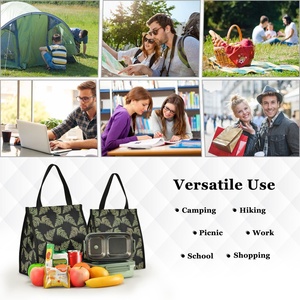 Custom Logo Work Office Reusable Food Delivery Portable Hawaii Fern Design Insulated Thermal Lunch Cooler Bag with Velcro - Product Image 6
