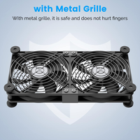 Ventilateur de refroidissement double DC 5V 120mm U10D1225TJ-2L avec contrôleur USB 10 vitesses et grille métallique pour ventilation d'armoire