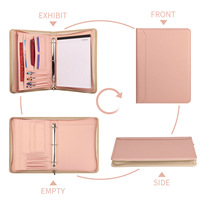 A4 cremallera Mujer viaje diario reanudar documento organizador Folio bolsa archivo 3 4 anillas carpeta Padfolio cartera carpeta con Bloc de notas