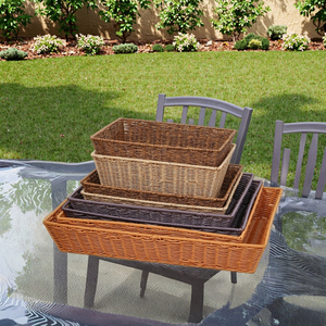 Siêu Thị Khách Sạn Organizer Handmade Mây Dệt Bánh Mì Lưu Trữ Giỏ Cứng Giỏ Trái Cây Hiển Thị - Product Image 3