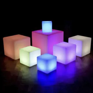 Barra de luz LED con forma de cubo para comedor, mueble de bar para club nocturno, taburete barato, cambio de color, verde, para Hotel