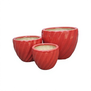 Daiphonglan Modern Black Ceramic Flower Pots <b>Set</b> White Drip Pattern Glazed Finish Garden Planters Rustic Design Drainage Hole - Product Image 5