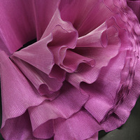 Tissu en dentelle d'organza plissé métallique brillant, grande dentelle plissée rigide à bord ondulé, dentelle de 27 cm pour robe de scène, robe de performance