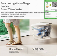 Toilette automatique tout-en-un avec stérilisation, siège chauffant, chasse d'eau à capteur de pied, couvercle automatique et protection en mousse intégrée pour salles de bain