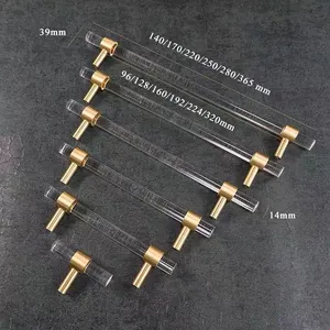 Boss Hardware-tirador largo para armario de cocina, tiradores acrílicos y de latón para cajones