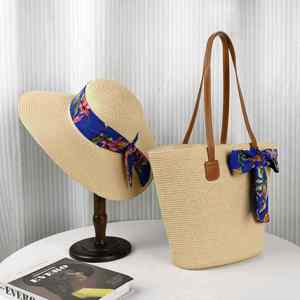 Wholesale Fashion Ladies Floral Ribbon Beach <b>Bag</b> With <b>Hat</b> Women <b>Hats</b> Fashion Summer Vacation Straw <b>Bag</b> and <b>Hat</b> Set - Product Image 5