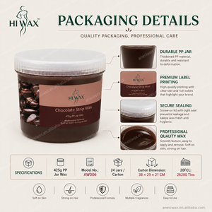 Cera Depilatoria Naturale al Profumo <span class=keywords><strong>di</strong></span> Cioccolato OEM 300g 425g in Barattolo PP Senza Strisce per <span class=keywords><strong>Depilazione</strong></span> Gambe, Corpo e Mani - Product Image 3