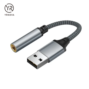Chuyên Nghiệp <span class=keywords><strong>USB</strong></span> Giao Diện Âm Thanh Bên Ngoài 2-Trong-1 Card Âm Thanh Microphone Tai Nghe 5A Nhanh Chóng Sạc Nylon Jack AUX Âm Thanh Adapter - Product Image 5