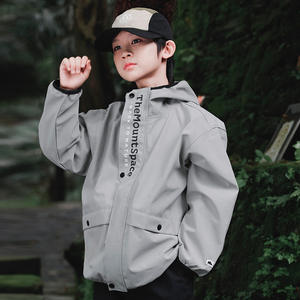 <span class=keywords><strong>Veste</strong></span> d'extérieur chaude pour enfants, coupe-vent en polaire et nylon, couleur terre, avec fermeture éclair et capuche, pour garçons, collection automne, personnalisable OEM - Product Image 2