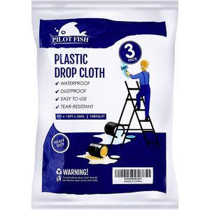 Lona de Plástico Protectora 9x12 Pies, Paquete de 3, Impermeable y Resistente para Pintura - Product Image 1
