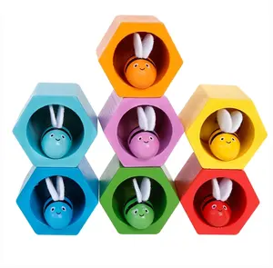 Jouets éducatifs Montessori à succès, petites abeilles <span class=keywords><strong>en</strong></span> <span class=keywords><strong>bois</strong></span>, pince classique, jouet <span class=keywords><strong>de</strong></span> Noël pour enfants, garçons et filles - Product Image 1