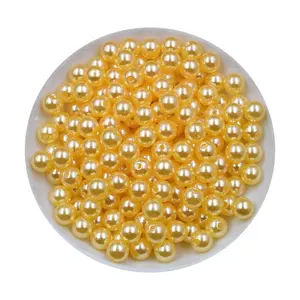 厂家直销人造10毫米40多种颜色宽松ABS塑料圆形珍珠带孔服装装饰
