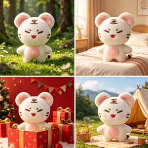Porte-clés en peluche tigre blanc mignon personnalisable, mini poupée tigre douce, breloque de sac pour souvenirs d'entreprise et ventes au détail - Product Image 2