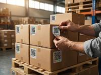 Etiqueta Adhesiva en Rollo con Código QR Escaneable, Datos Variables Únicos, Borde Holográfico Impermeable, Impresión para Logística Minorista, Marca CS