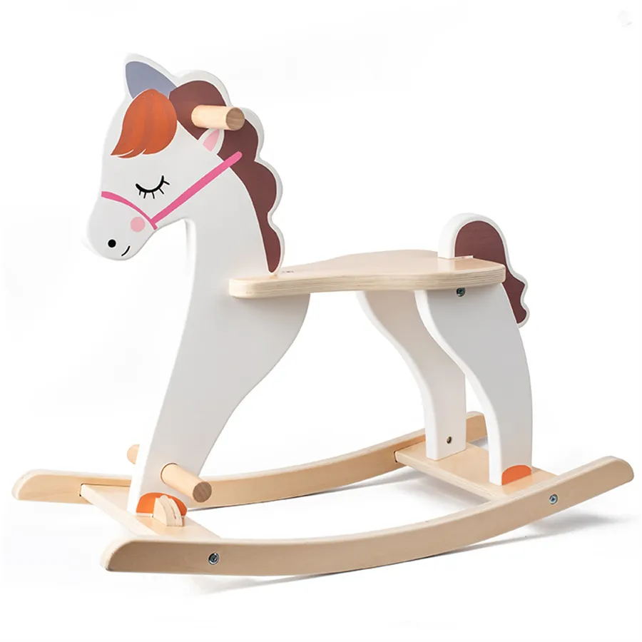 2312 Madeira branca Rocking Horse promocionais Brinquedos Jogos para crianças Brinquedos 2023
