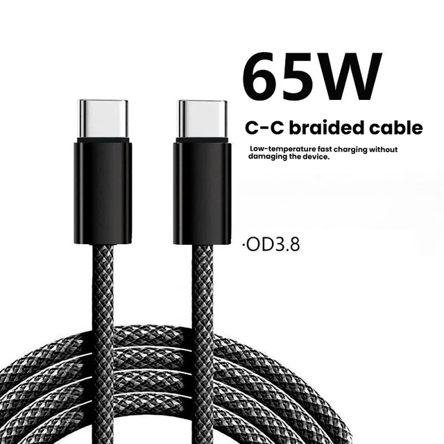 Factory Direct 65W PD Fast Charging Data Cable for iPhone for Samsung for HUAWEI for Tablet Universal Type c to Type c Cable