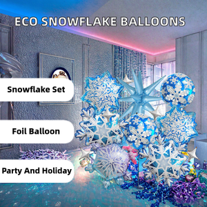 Ensemble de ballons en aluminium durables et écologiques en forme de flocon de neige pour les décorations de Noël, du Nouvel An et de Thanksgiving sur le thème du pays des merveilles hivernales - Product Image 2