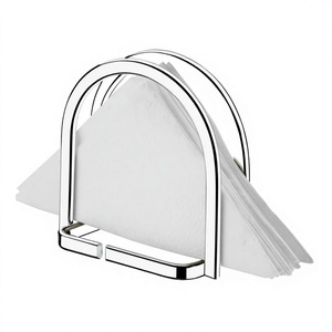 Porta Servilletas de Metal Plateado de Lujo, Diseño de Arco, Dispensador de Papel con Alambre Cromado, Organizador de Papel Independiente para Restaurantes y Servicios de Catering - Product Image 6