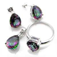 Ensemble de bijoux en argent sterling 925 avec pendentif, boucles d'oreilles et bague torsadées à coupe ronde simple