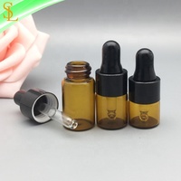 Mini flacons compte-gouttes portables en verre transparent 1ml 2ml 3ml 5ml, flacons carrés ambrés avec bouchons compte-gouttes métalliques