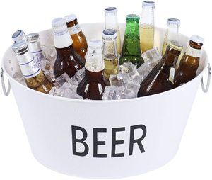 12L Beverage Tub White <strong>Painted</strong> Large Ice Bucket Wine Beer Bucket Metal Beer <strong>Cooler</strong> - Product Image 6