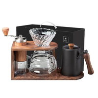 Ensemble de café artisanal : Moulin à café, filtre, bouilloire à café, support en bois personnalisé, rangement, coffret cadeau de luxe léger pour le partage de café à la maison
