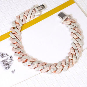 Yy Rts 20 mm 4rows Diamond Cuban Bracelet 2 Tones Plate Iced Out Moissanite Bracelets 925 Silver Fine Jewelry Bracelets for <b>Men</b> - Product Image 1