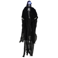Décorations de squelettes de Grim Reaper suspendus 210x70cm avec yeux lumineux, imperméables, accessoires d'Halloween pour l'extérieur, fournitures pour fêtes d'attractions hantées