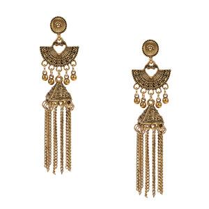 Indian Ethnic Style Long Chain <b>Tassel</b> <b>Earrings</b> With Heart Design For Women 2022 - Product Image 5
