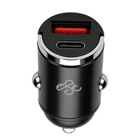 Chargeur de voiture compact mini très vendu, adaptateur portable double port USB-A+USB-C pour iPhone Samsung Huawei