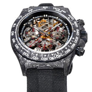 Montre mécanique automatique avec date, cristal saphir, surface transparente circulaire, mouvement chronographe multifonction - Product Image 2