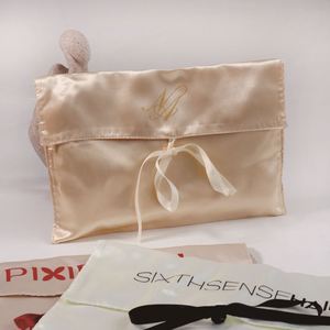Custom Logo Printed Rose Gold Satin Envelope Wedding <b>Clothes</b> Packing Bag Luxury Durable Silk Envelope Gift Hair <b>Bundle</b> Wig Bag - Product Image 5