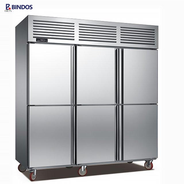 Good Price Stainless Steel 304 Industrial Upright Refrigerator 6 Doors Commercial Kitchen Big Capacity Fan & Air Cooling Freezer