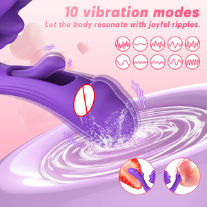 Vibratore con Linguetta Leccante, Oscillante e Picchiettante, Massaggiatore Punto G, Stimolatore Clitorideo, Doppia Stimolazione, in Silicone, Giocattoli Sessuali per Adulti <span class=keywords><strong>da</strong></span> Donna - Product Image 4