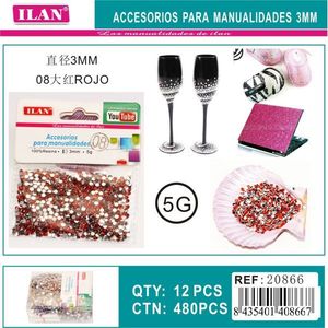 Strass Ilan 3mm Rossi per Artigianato e Decorazione Confezione da 5g - Product Image 1