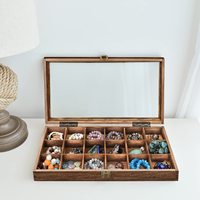 Boîte de rangement à bijoux en bois massif VRetro avec couvercle miroir, organisateur multi-compartiments pour perles et cristaux, coffret cadeau en bois avec logo personnalisé