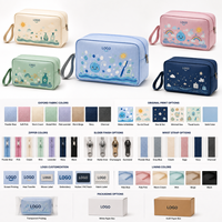 Sac de maquillage en nylon de haute qualité, grande capacité, avec sangle de poignet, imprimé de dessins animés mignons, trousse de toilette pour le rangement des cosmétiques